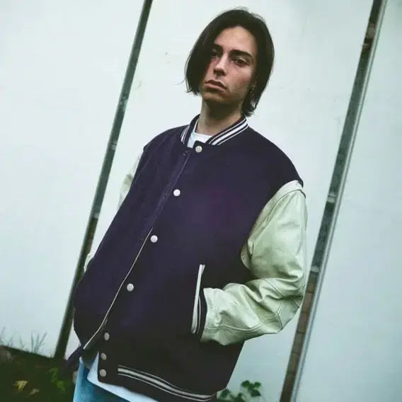 [BUNJANG] Riober Purple Varsity Jacket - M / 급처)리오버 퍼플 바시티 자켓 M