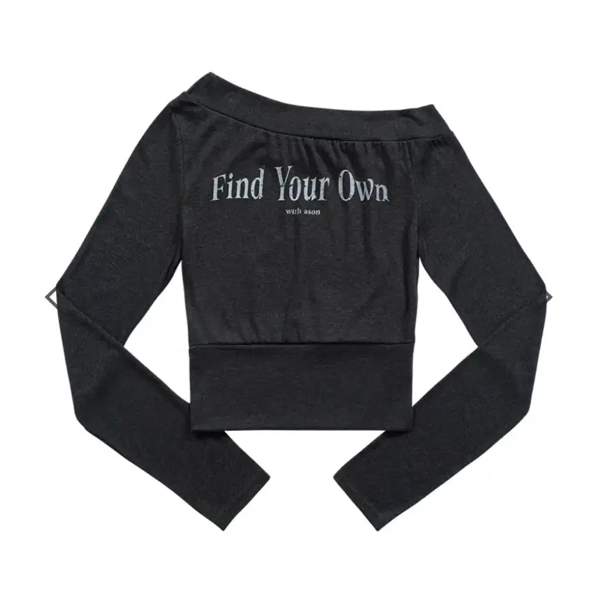 [BUNJANG] AZONE FIND Off-Shoulder Tee Charcoal / 애즈온 FIND OFF-SHOULDER TEE 차콜 파인드 오프숄더 티