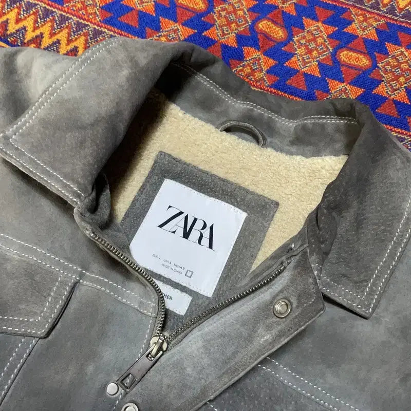 [BUNJANG] Zara Real Leather Shearling Suede Trucker Jacket / [100] 자라 리얼레더 양털 스웨이드 트러커 자켓