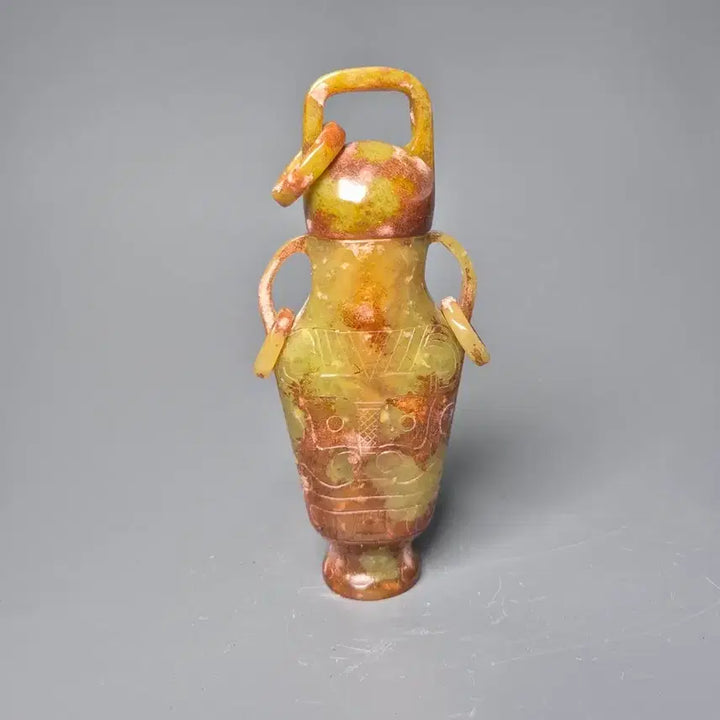 [BUNJANG] Jade Dǒuchí Patterned Covered Vase Antique Sculpture / 옥제 도철문 쌍이 유개병 골동품 옥기류 옥 고미술품 수집품 조각품
