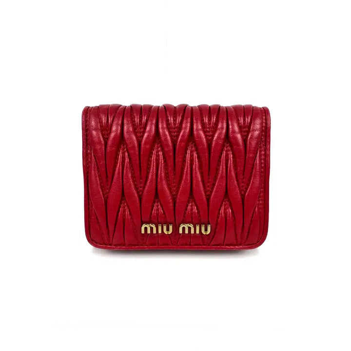 [BUNJANG] Miu Miu Matelasse Wallet Red / 미우미우 마틀라세 반지갑 5MH016