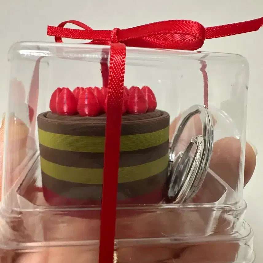[BUNJANG] Twosome Cake Keycap Keyring with Clicker and Ribbon / 투썸케익 키캡 키링 클리커 리본 키링 포장 선물