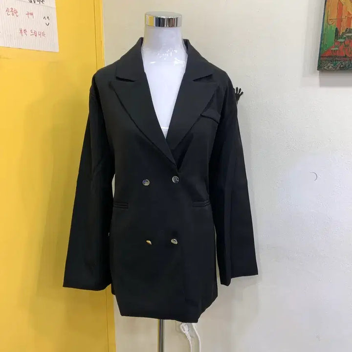 [BUNJANG] Black Double-Button Jacket / 블랙 더블 버튼 자켓