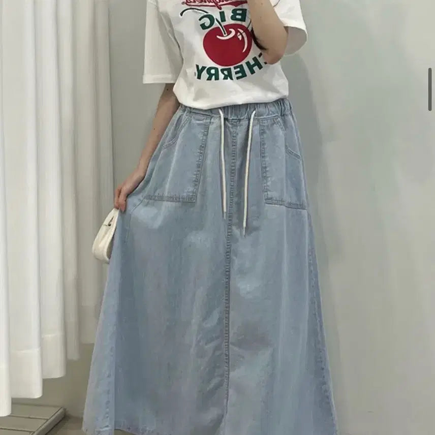 [BUNJANG] A-Line Denim Long Skirt / 빅사이즈 에이라인 데님 스커트