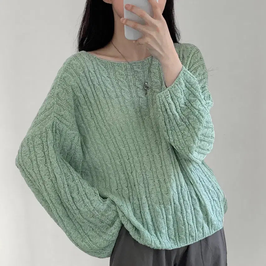 [BUNJANG] Oversized Mesh Knit Top / 빅사이즈 그물니트