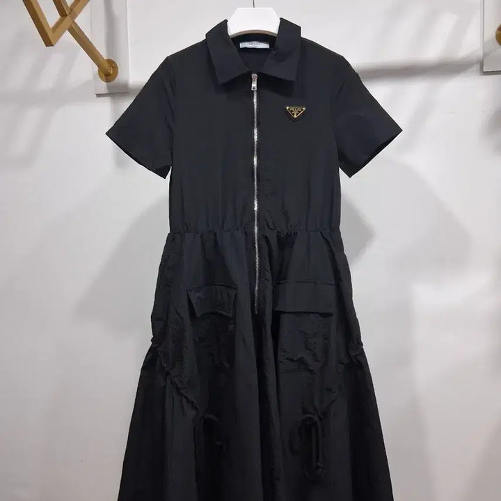 [BUNJANG] Black Long Sleeve Unique Dress / 블랙 반팔 원피스