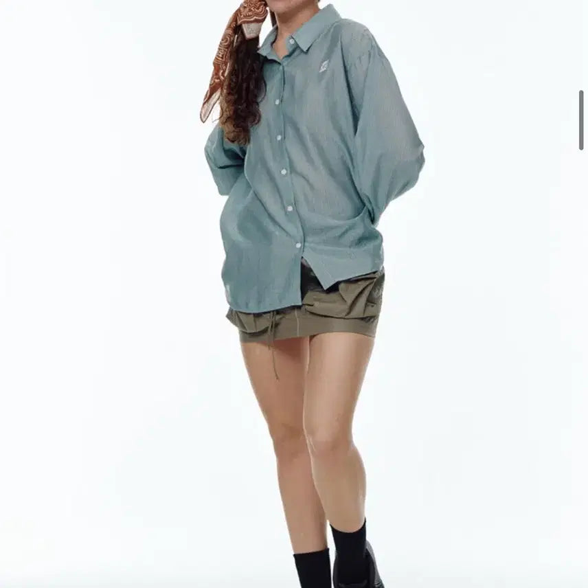 [BUNJANG] Centaur Wrinkle Oversized Shirt - Blue / 센토르 링클 오버핏 셔츠 블루