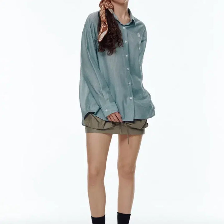 [BUNJANG] Centaur Wrinkle Oversized Shirt - Blue / 센토르 링클 오버핏 셔츠 블루