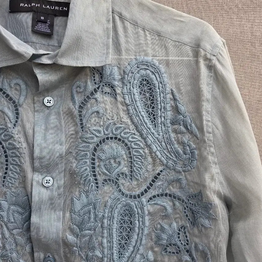 [BUNJANG] Ralph Lauren Black Label Sheer Blouse / 랄프로렌 블랙라벨 시스루블라우스