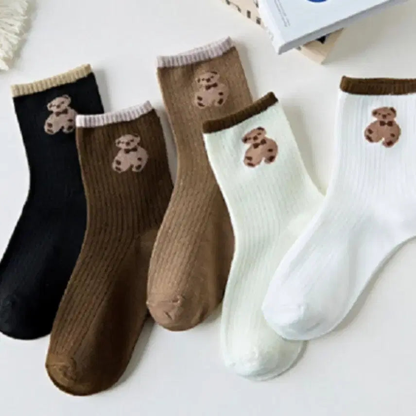 [BUNJANG] Bear Embroidery Sock Set / 곰돌이 양말세트 (새상품)