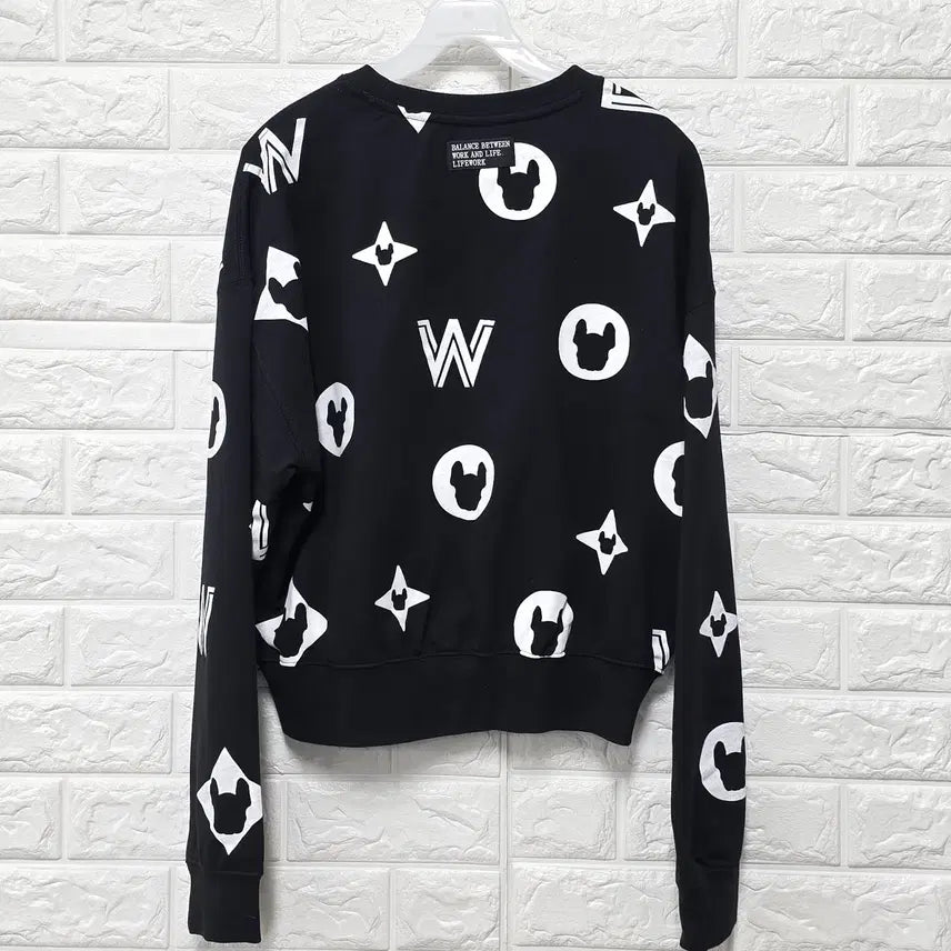 [BUNJANG] Life Work Pattern Crop Sweatshirt / Free 라이프워크 패턴 크롭 맨투맨 (새상품 / 세트) C440