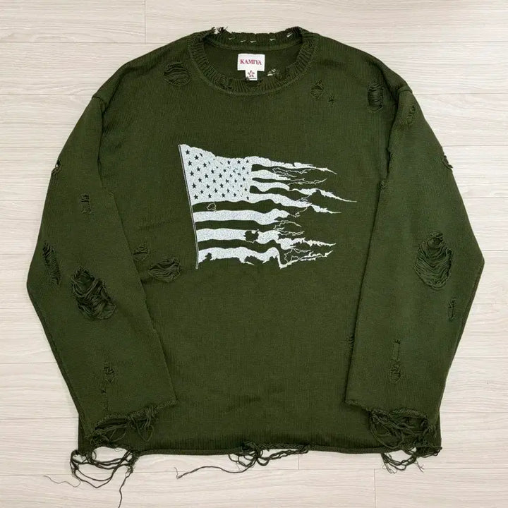 [BUNJANG] KAMIYA Destroyed Flag Knit M / KAMIYA 카미야 디스트로이드 플래그 니트