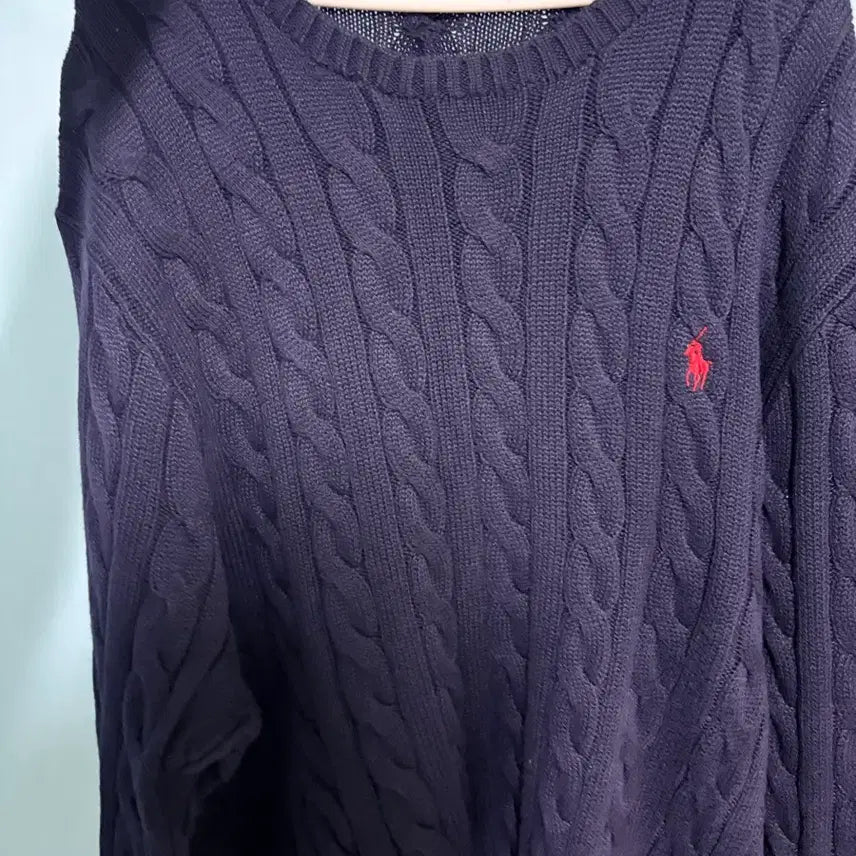 [BUNJANG] Polo Ralph Lauren Cable Knit Sweater / 폴로 랄프로렌 케이블니트 네이비 XL