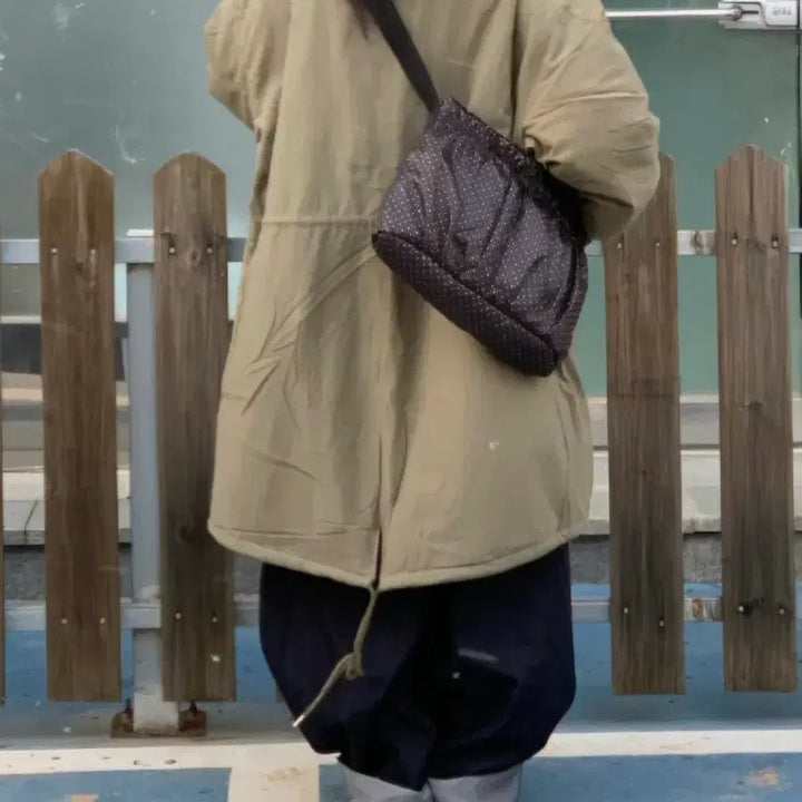 [BUNJANG] WOOHEE Winter Oversized Long Padding Jumper Khaki Free Size / WOOHEE 윈터 오버핏 롱야상 누빔 점퍼 카키 free