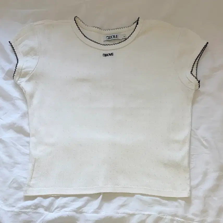 [BUNJANG] Grove Lace Pointelle Short Sleeve Top / 그로브 레이스 포인텔 반팔