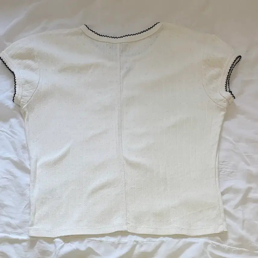 [BUNJANG] Grove Lace Pointelle Short Sleeve Top / 그로브 레이스 포인텔 반팔