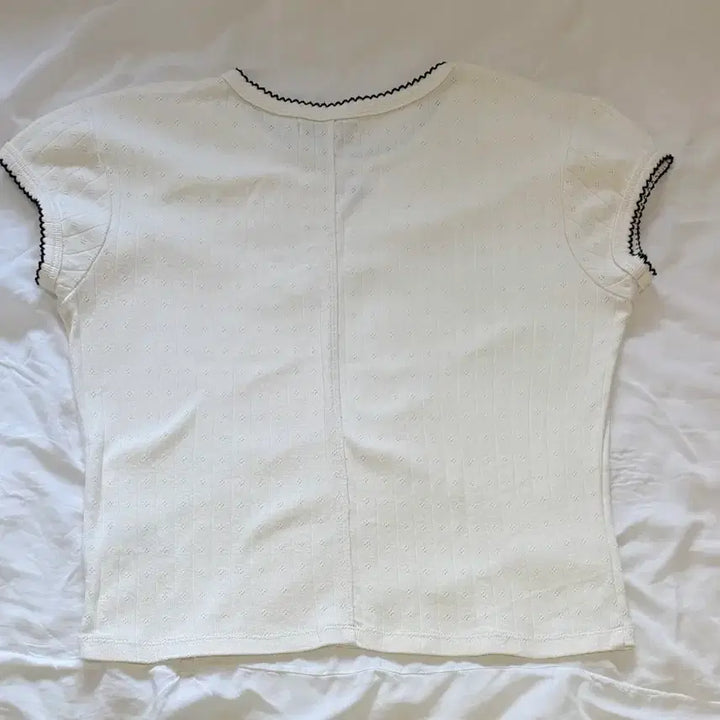 [BUNJANG] Grove Lace Pointelle Short Sleeve Top / 그로브 레이스 포인텔 반팔