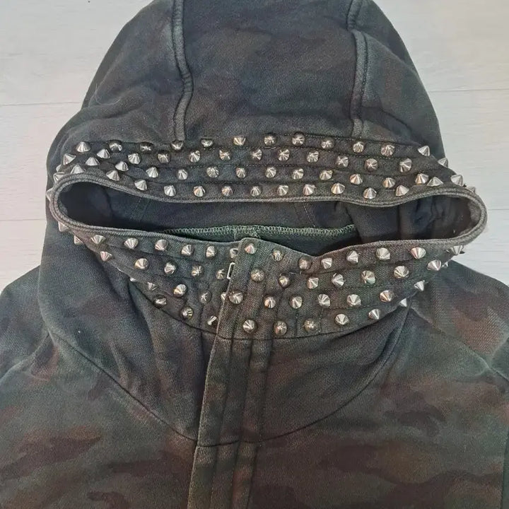 [BUNJANG] Mayura Camo Stud Hooded Field Jacket / Mayura 카모 스터드 후드 야상 자켓