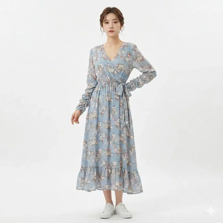 [BUNJANG] Pastel Sky Chiffon Long Dress / 파스텔 하늘 쉬폰 롱원피스(새상품)