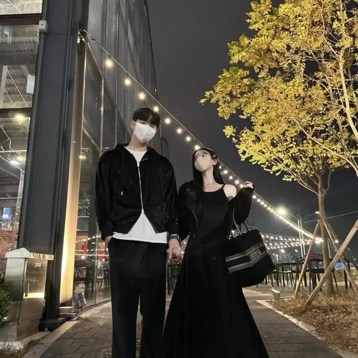 [SOLD OUT] 메이윤 극세사 노브라 플레어 롱원피스 블랙 사이즈1 기본기장