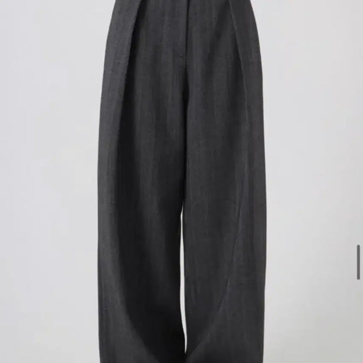 [BUNJANG] Trimming Bird Inward Pintuck Wide Slacks Dark Gray / 트리밍버드 Inward Pintuck Wide 슬랙스 M 다크 그레이