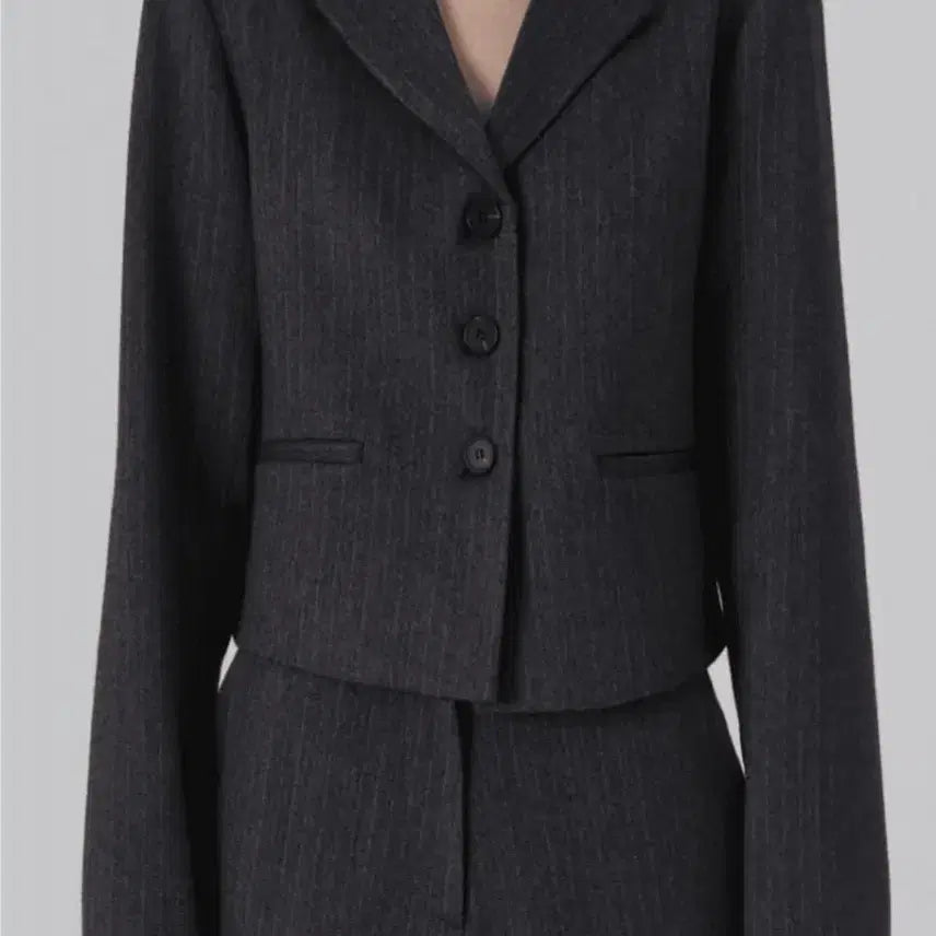 [BUNJANG] Trimming Bird Herringbone Setup Jacket Dark Gray / 트리밍버드 헤링본 셋업자켓 다크그레이