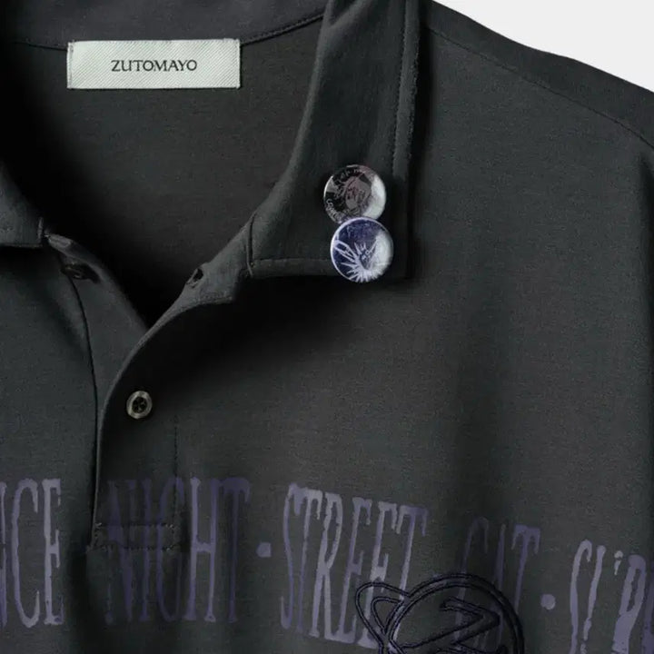 [SOLD OUT] 즛토마요 뱃지 폴로 티셔츠 빈티지 블랙 L 새상품