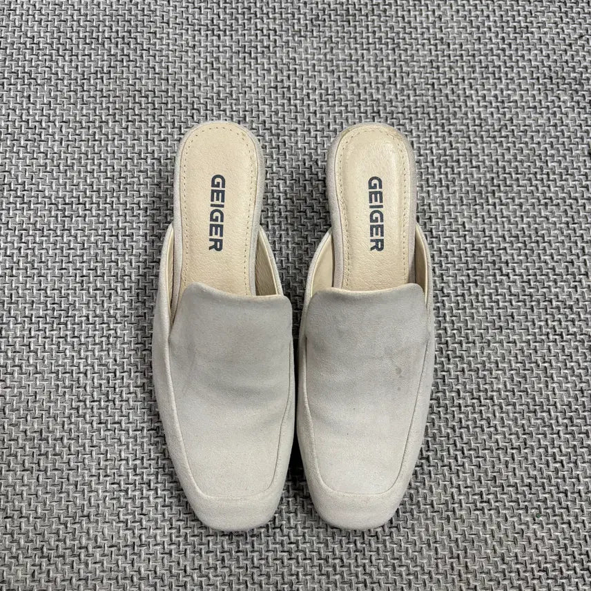[BUNJANG] Geiger Suede Mid Heel Mules / [신발] 가이거 스웨이드 미들 힐 뮬