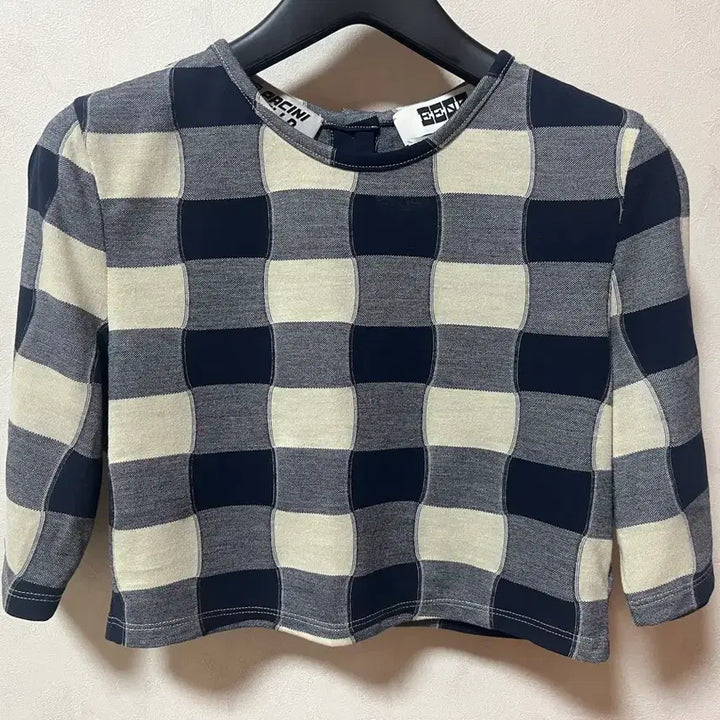 [BUNJANG] eenk Yuri Check Jersey Crop Top XS / eenk 잉크 urio 유리오 저지 크롭탑 아이보리네이비 체크 xs