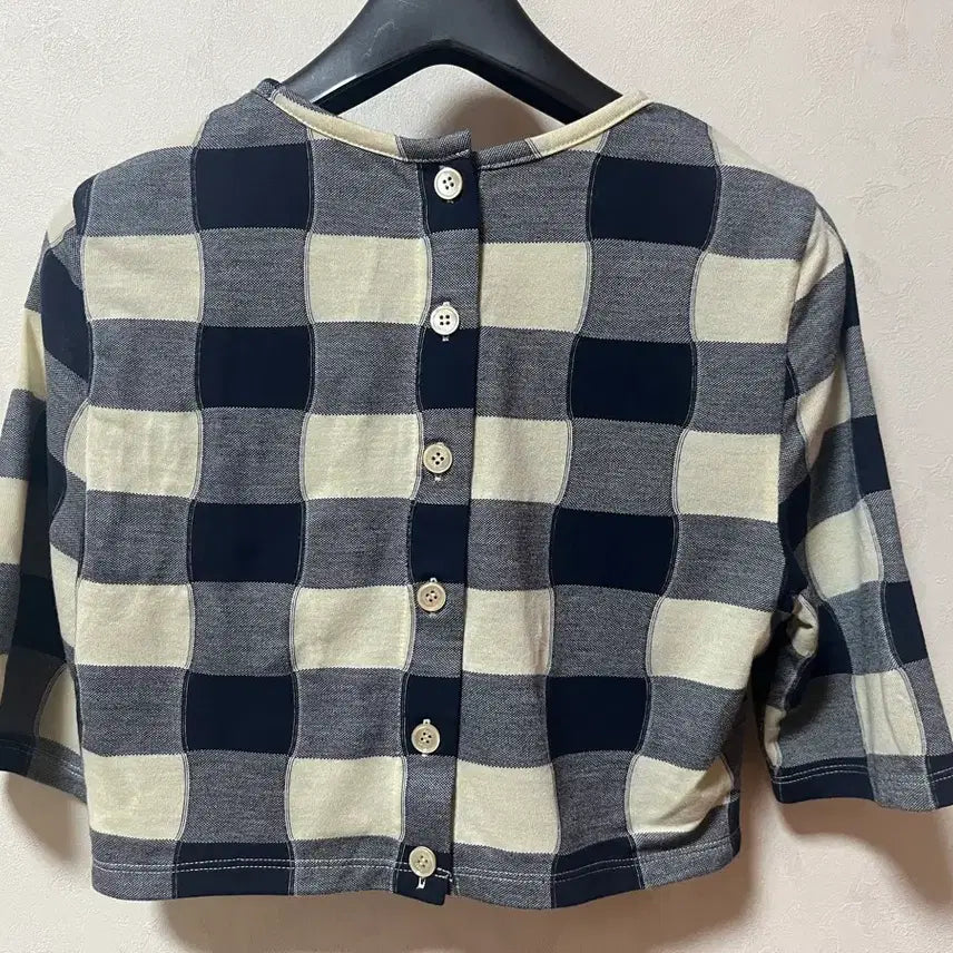 [BUNJANG] eenk Yuri Check Jersey Crop Top XS / eenk 잉크 urio 유리오 저지 크롭탑 아이보리네이비 체크 xs