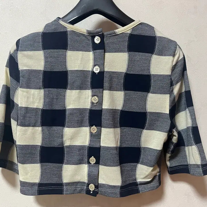 [BUNJANG] eenk Yuri Check Jersey Crop Top XS / eenk 잉크 urio 유리오 저지 크롭탑 아이보리네이비 체크 xs