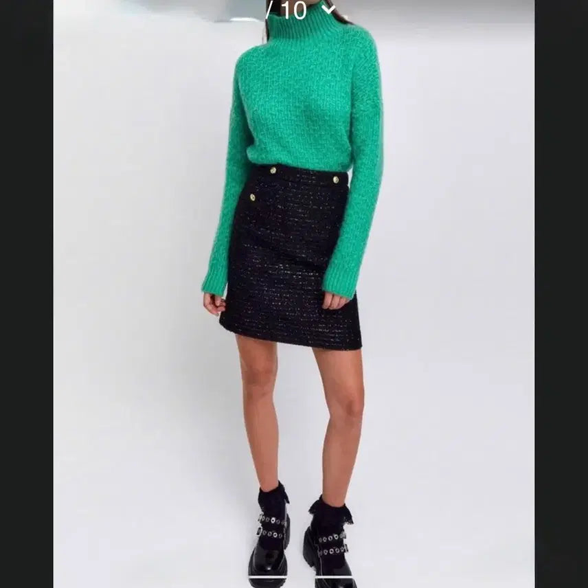 [BUNJANG] Maje Pearl Tweed Button Skirt / maje 마쥬 펄 트위드 버튼 스커트