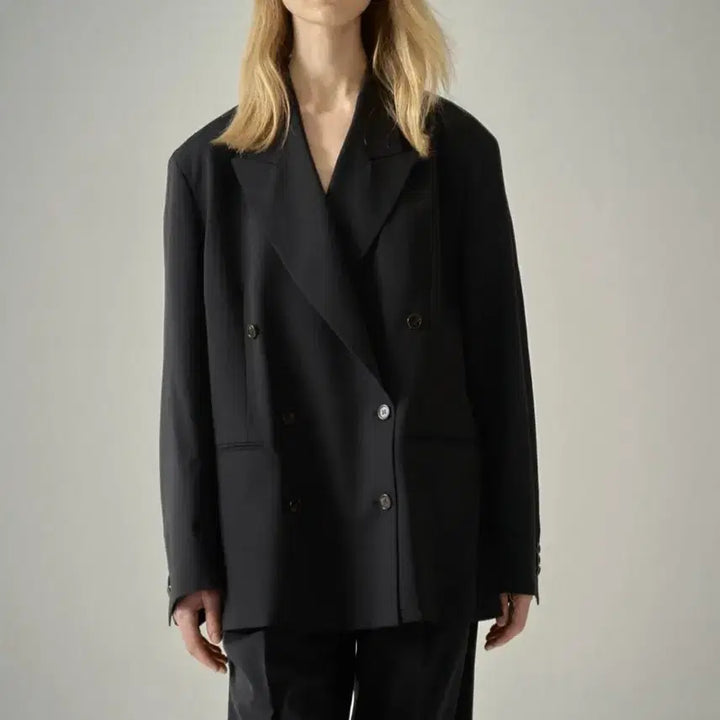 [BUNJANG] Facade Pattern Boy Fit Double Jacket - Black / 파사드패턴 보이핏 더블자켓 _ 블랙