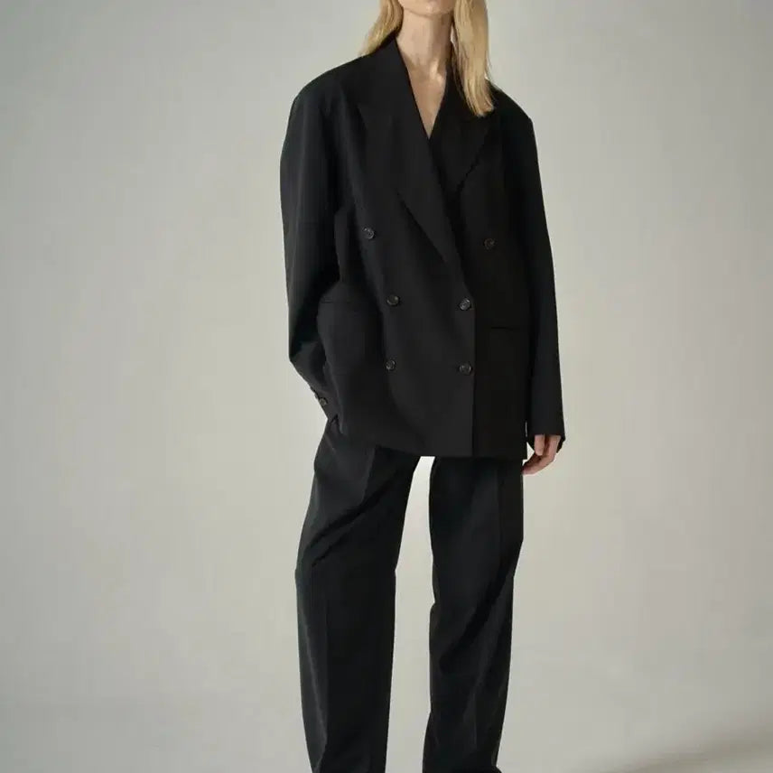 [BUNJANG] Facade Pattern Boy Fit Double Jacket - Black / 파사드패턴 보이핏 더블자켓 _ 블랙