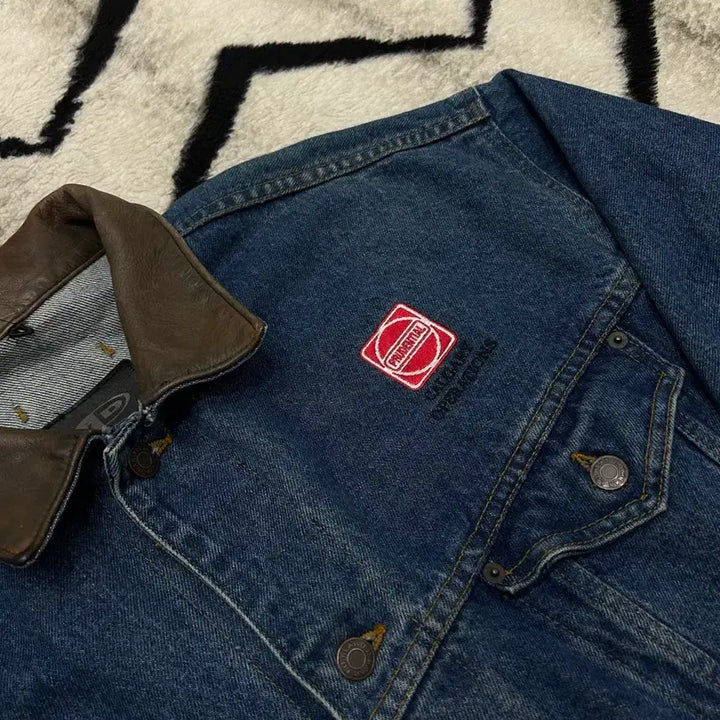 [BUNJANG] Canada Id Wear Leather Collar Denim Jacket / [XL]Canada Id Wear 가죽 카라 데님 자켓