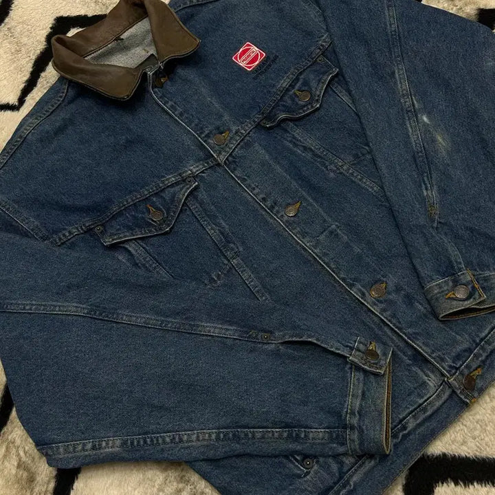 [BUNJANG] Canada Id Wear Leather Collar Denim Jacket / [XL]Canada Id Wear 가죽 카라 데님 자켓