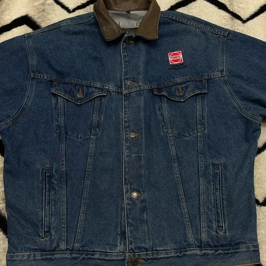 [BUNJANG] Canada Id Wear Leather Collar Denim Jacket / [XL]Canada Id Wear 가죽 카라 데님 자켓