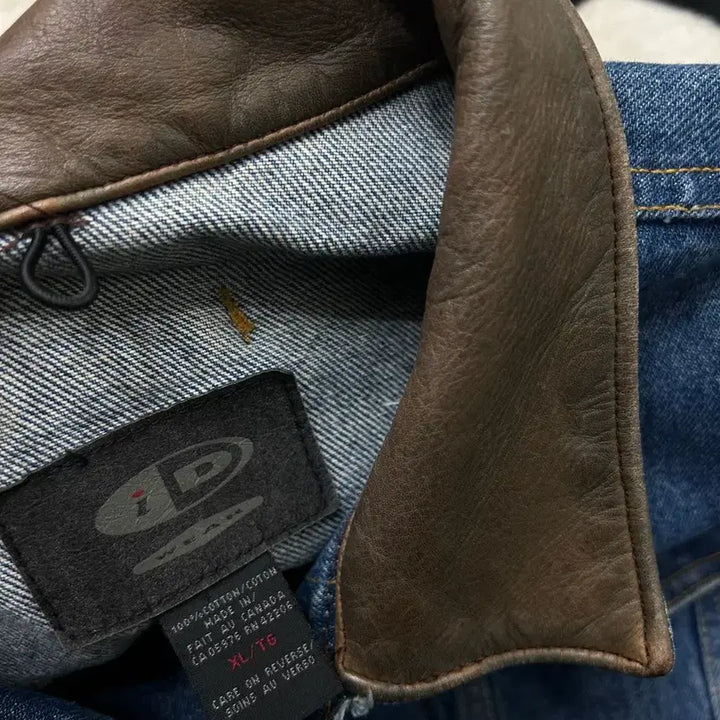 [BUNJANG] Canada Id Wear Leather Collar Denim Jacket / [XL]Canada Id Wear 가죽 카라 데님 자켓