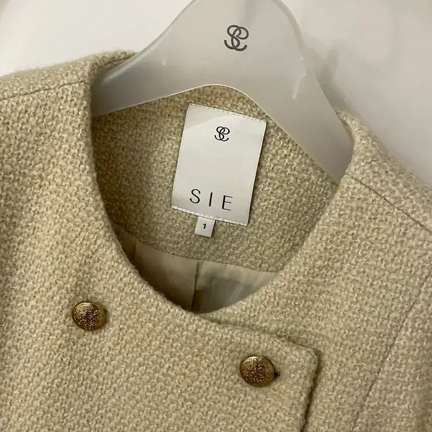[BUNJANG] Sie Beca Tweed Double Jacket Lime Mint S / sie 시에 베카 트위드 더블 자켓 라임민트 S
