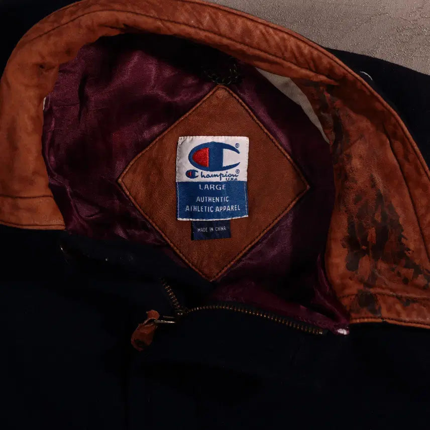 [BUNJANG] Champion Wool Leather Varsity Jacket / 90s 챔피온 울 레더 바시티 자켓 C510