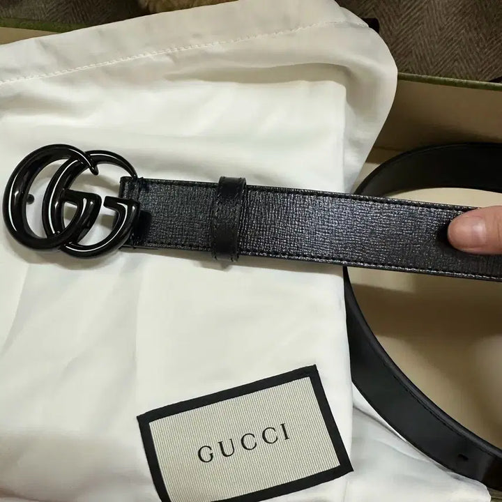 [BUNJANG] Gucci Marmont GG Black Leather Belt / 구찌 마몬트 GG 블랙 벨트
