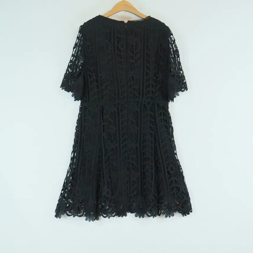 [SOLD OUT] JJ JIGOTT 블랙 레이스 원피스 하객룩 반팔 원피스