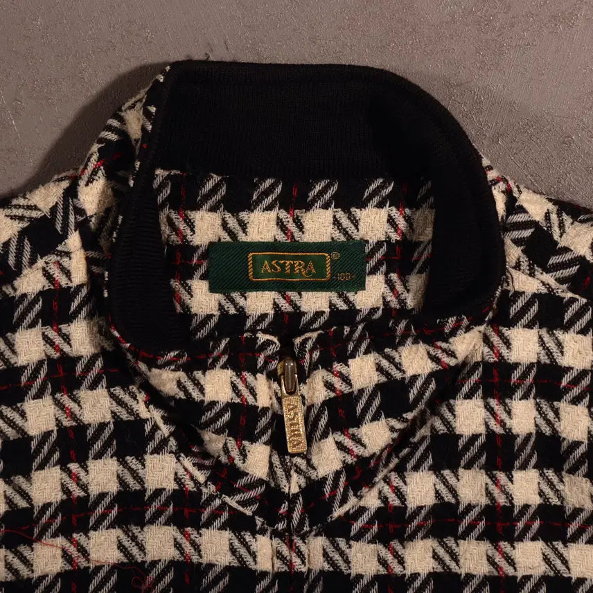 [BUNJANG] Vintage Houndstooth Wool Check Bomber Jacket / 빈티지 하운드투스 울 체크 봄버자켓 C518