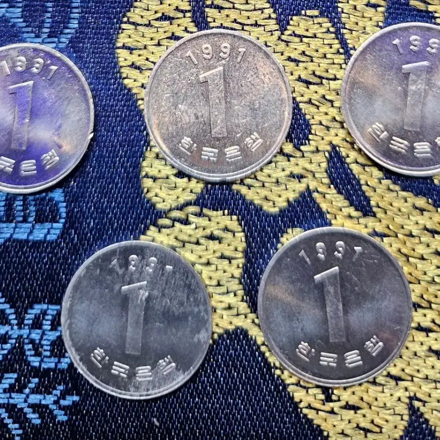 [BUNJANG] 1991 1 Won Coin Bundle (5 Pieces) / 1991년 1원 동전 5개일괄