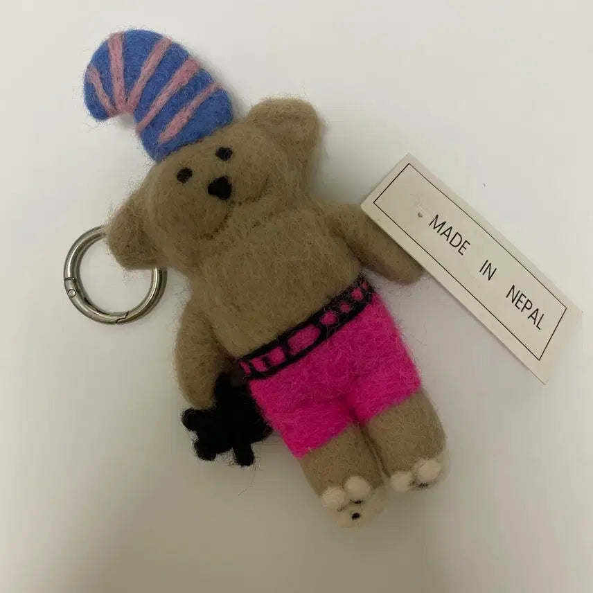 [BUNJANG] Handmade Nepal Felt Bear Keychain / 네팔 펠트 곰돌이 키링