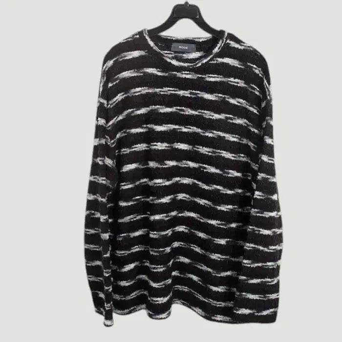 [BUNJANG] Mode Stripe Knit T-Shirt Black XL / 남성XL/ 모드 스트라이프 니트티BK 16-123