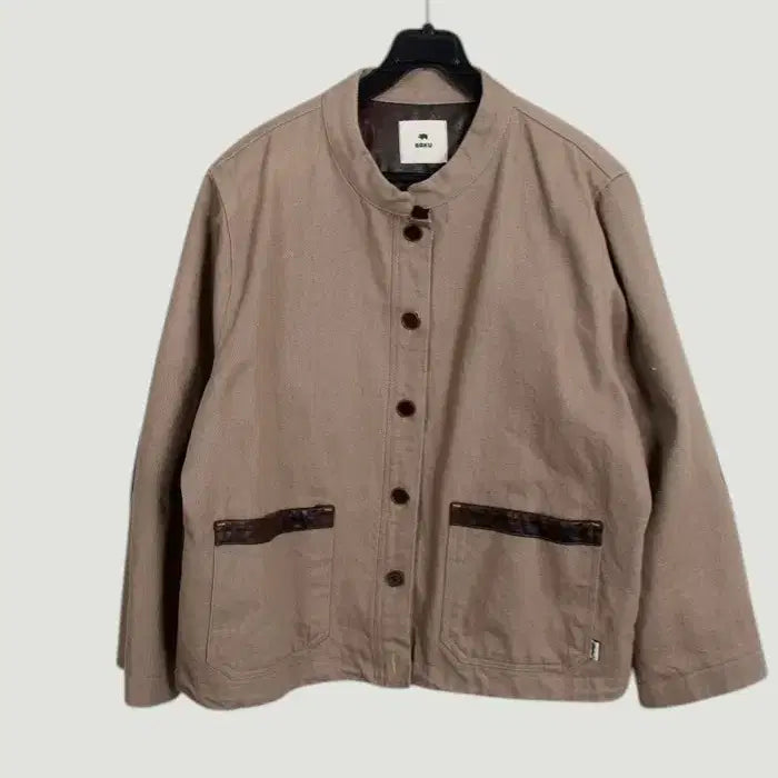 [BUNJANG] Baku Brown Collarless Jacket / 여성F/ 바쿠 브라운 노카라 자켓 16-131