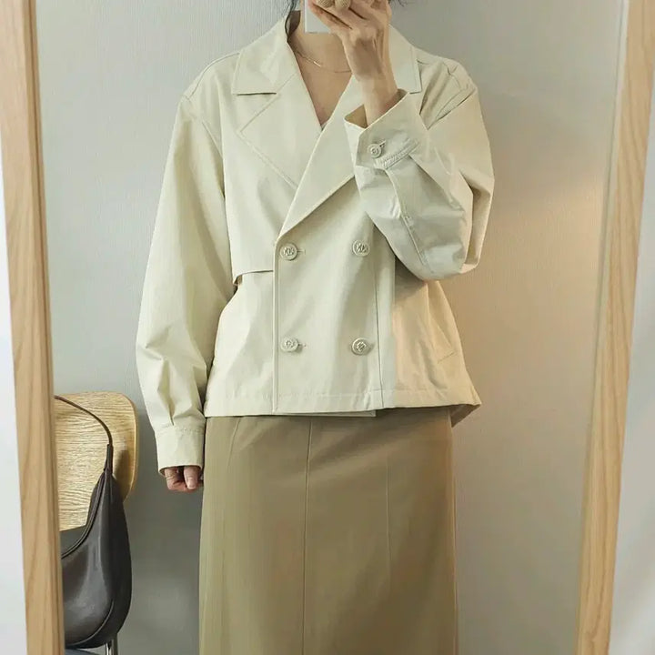 [BUNJANG] (66)모르간 여성 자켓 긴팔 더블 베이직 아이보리 / (66)모르간 여성 자켓 긴팔 더블 베이직 아이보리