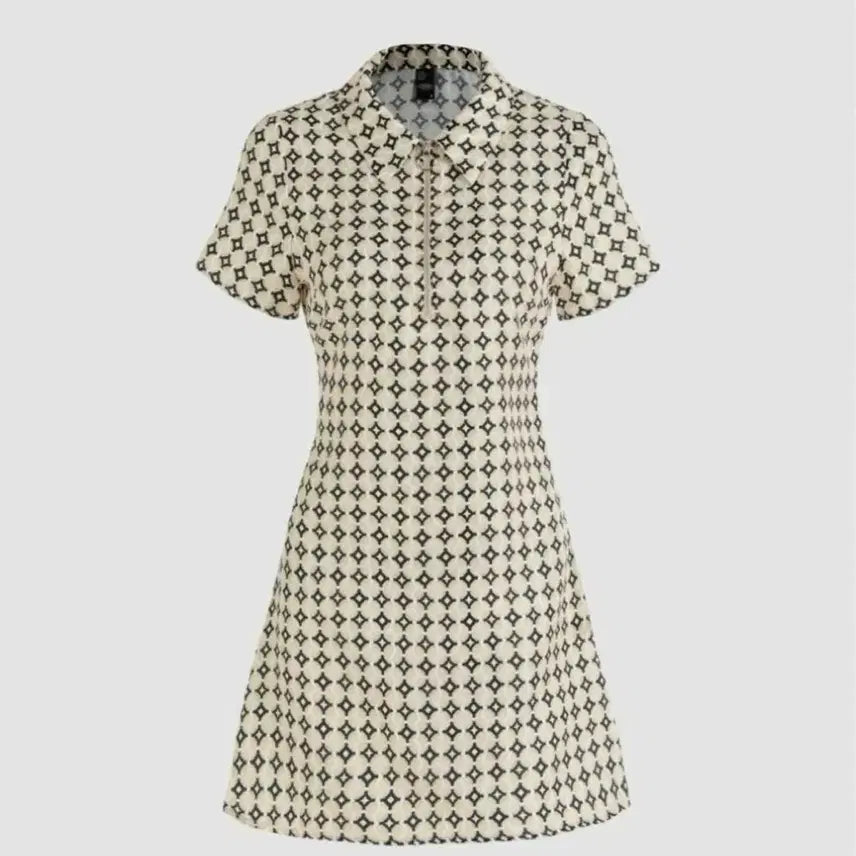 [BUNJANG] Geometric Pattern Short Sleeve Mini Dress / 반팔 미니 원피스