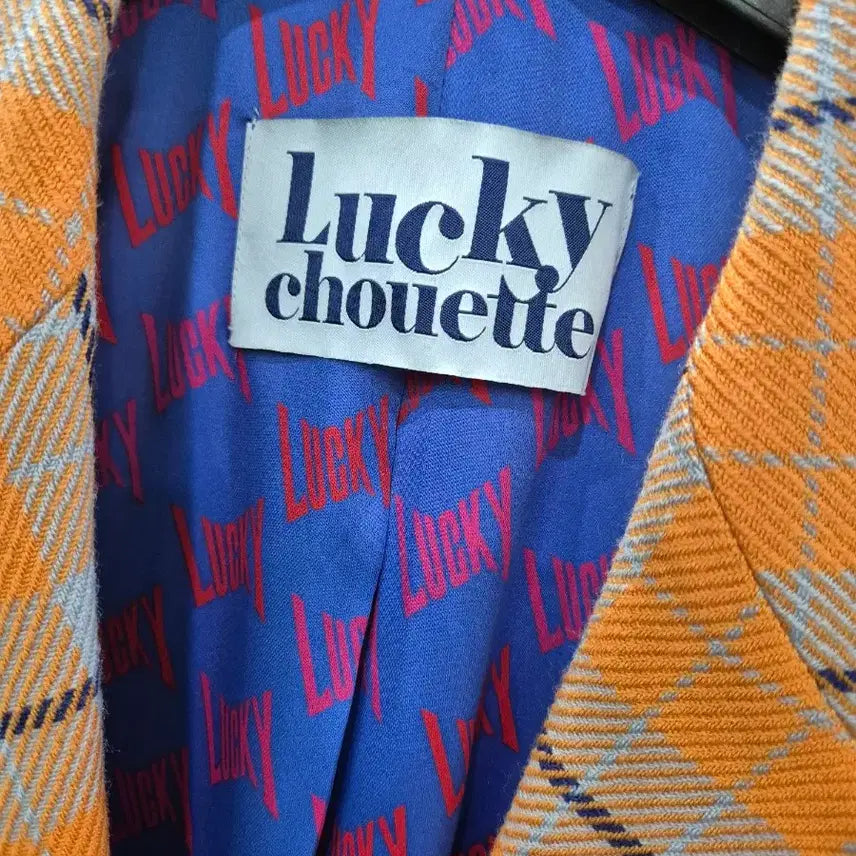 [BUNJANG] Lucky Chouette Orange Check Jacket / 럭키슈에뜨 오렌지 체크 자켓